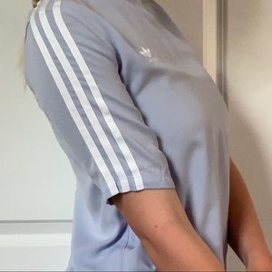 LIMITED EDITION Adidas Originals Blue Linen Embroidered Shirt ( PART OF A SET)